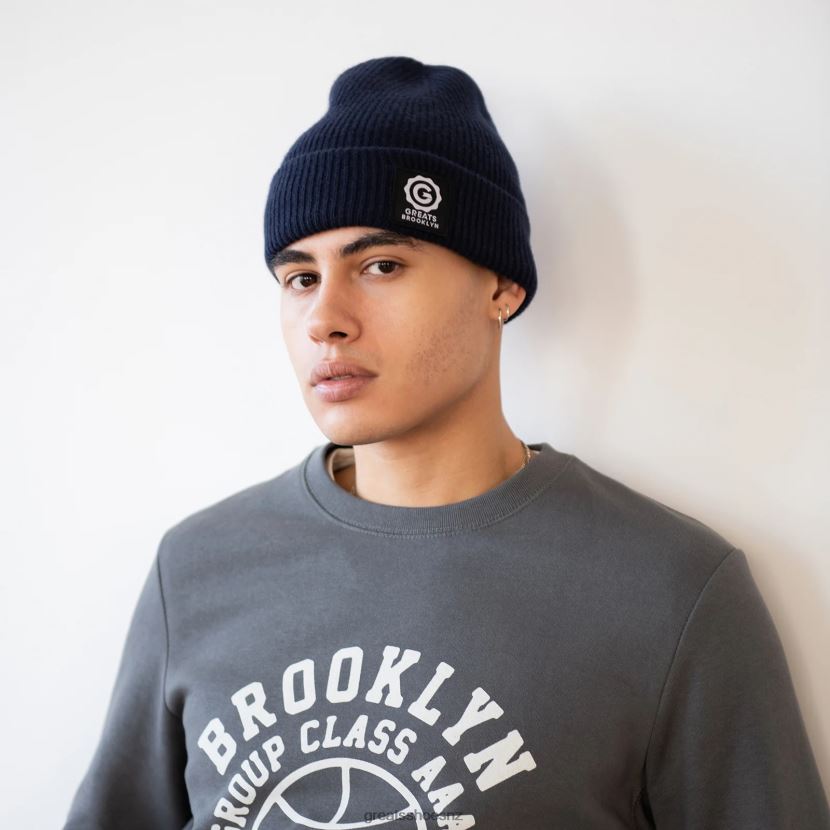 GREATS Navy Wool The Beanie Accessories ZXBPJD108