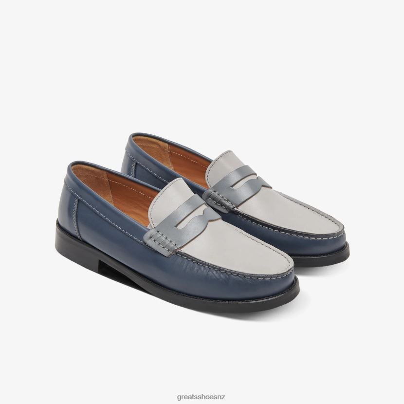 GREATS Navy Multi The Essex Penny Loafer Shoes ZXBPJD68