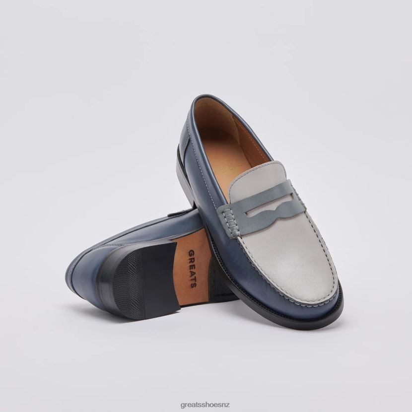 GREATS Navy Multi The Essex Penny Loafer Shoes ZXBPJD68