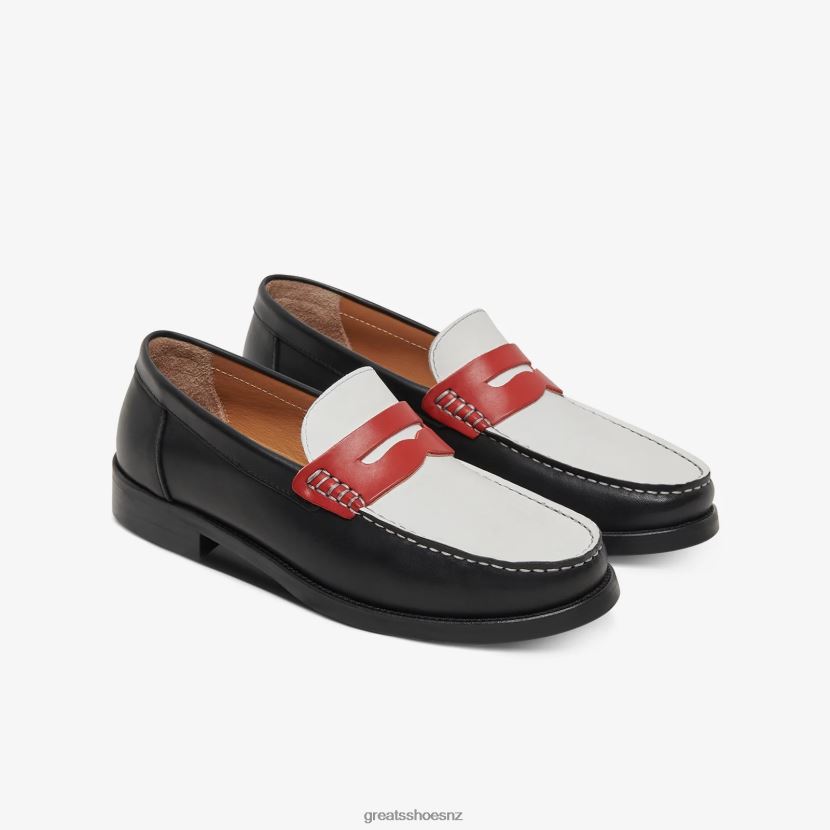 GREATS Retro Red Black The Essex Penny Loafer Shoes ZXBPJD65