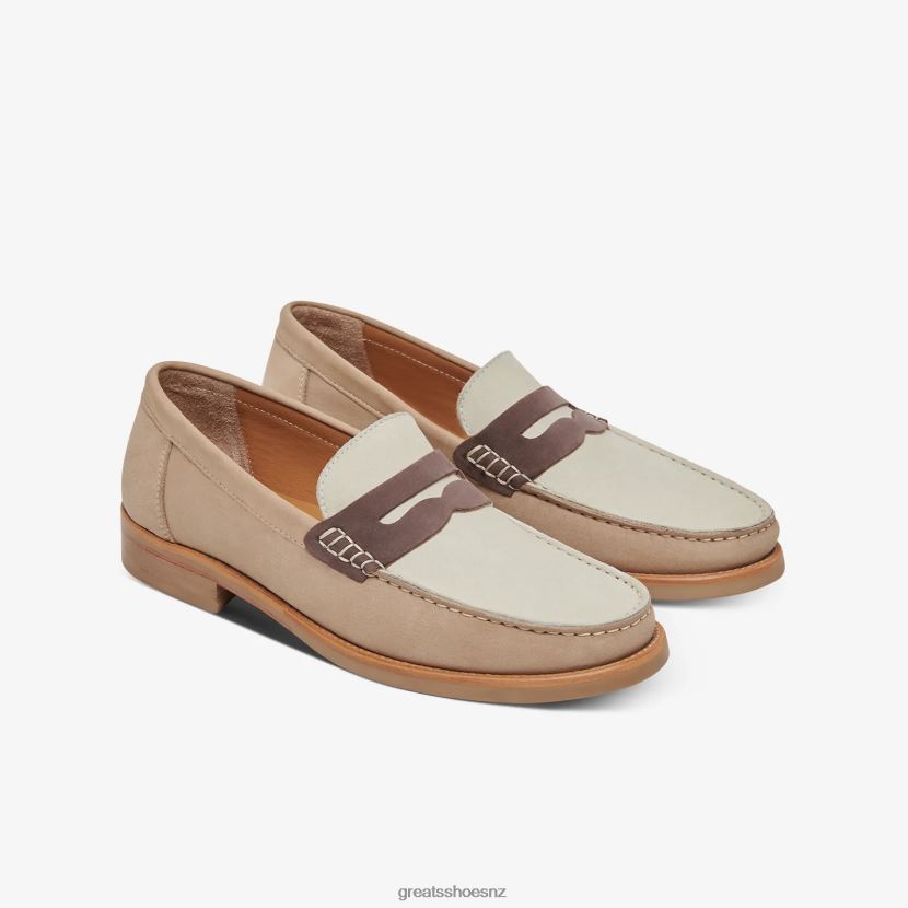 GREATS Sand Multi The Essex Penny Loafer Shoes ZXBPJD76