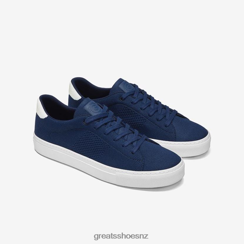 GREATS Navy White The Royale Knit Shoes ZXBPJD52