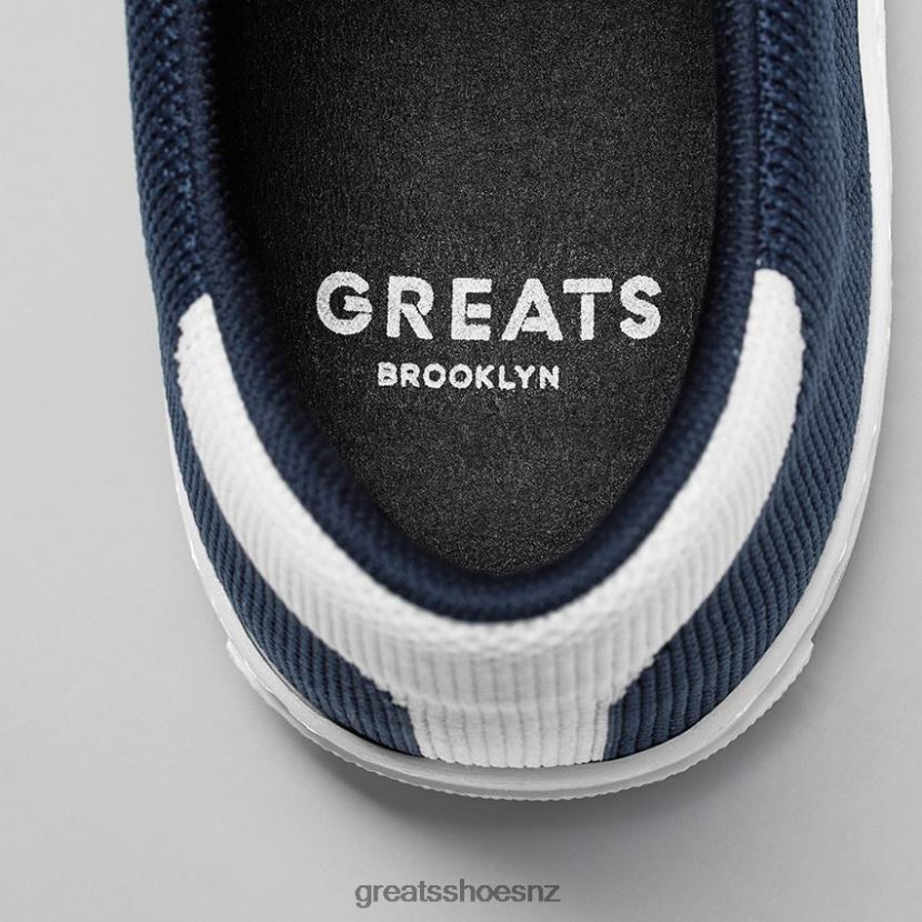 GREATS Navy White The Royale Knit Shoes ZXBPJD52