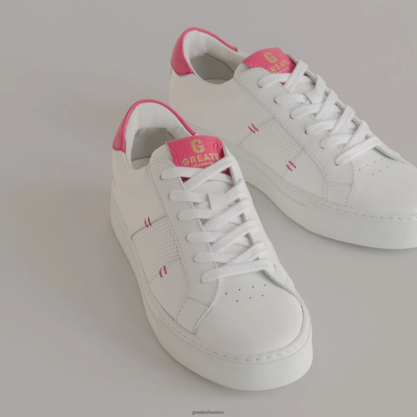 GREATS White Neon Pink The Royale 2.0 Shoes ZXBPJD127